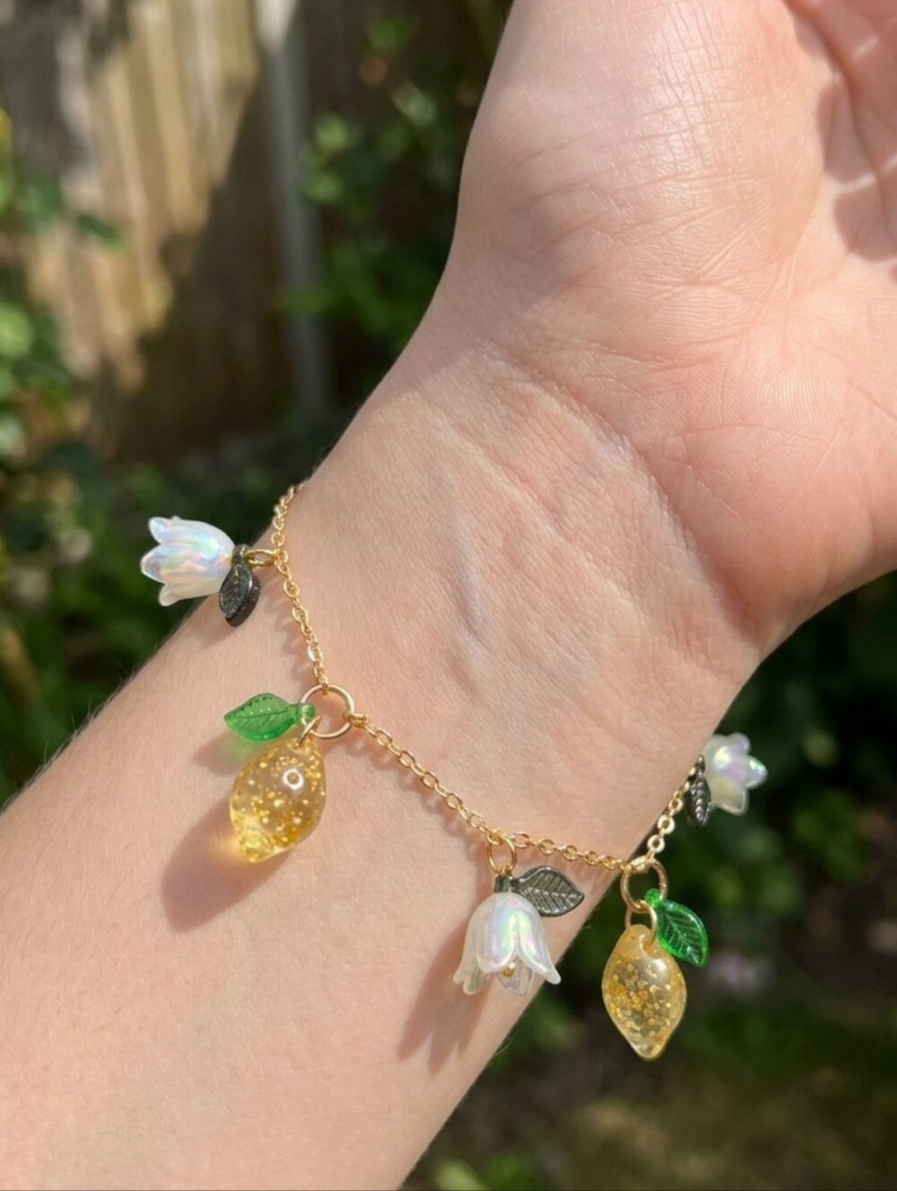 ​18k Gold Plated Lemon & Blossom Charm Bracelet